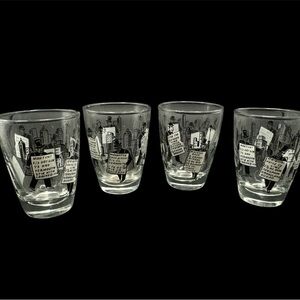 Vintage Libbey Sandwich Man set of Four MCM Cocktail Recipe Glasses MCM Barware